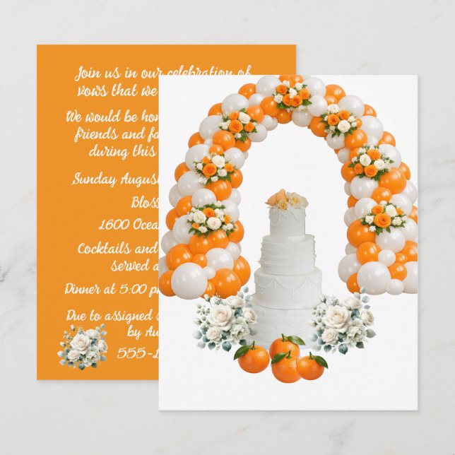 Orange Blossom Firande Digital Nedladdning Inbjuda Inbjudningar (Fram/baksida)
