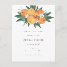 Orange Blossoms Citrus Botanical Save the Date Meddelande Vykort