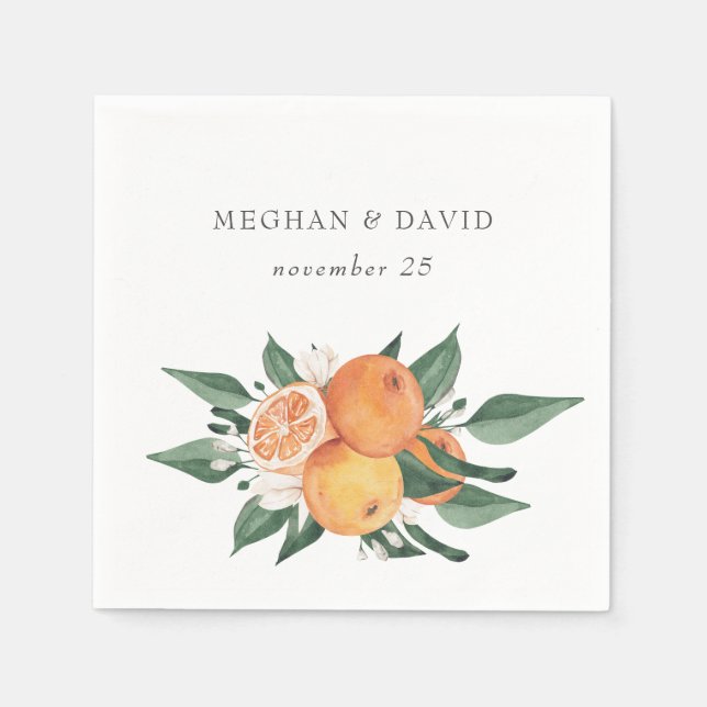 Orange Blossoms Citrus Botanical Wedding Pappersservett (Framsidan)