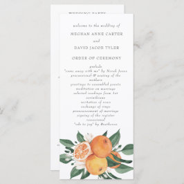 Orange Blossoms Citrus Botanical Wedding  Program