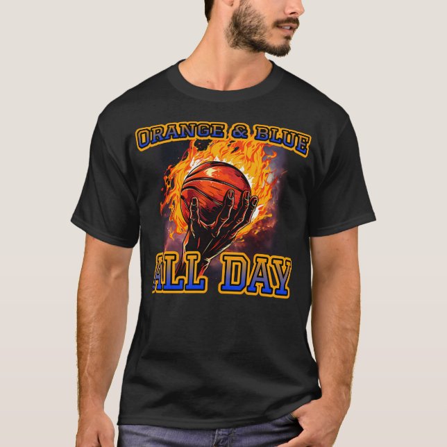 Orange Blue All Day Knicks T Shirt (Framsida)
