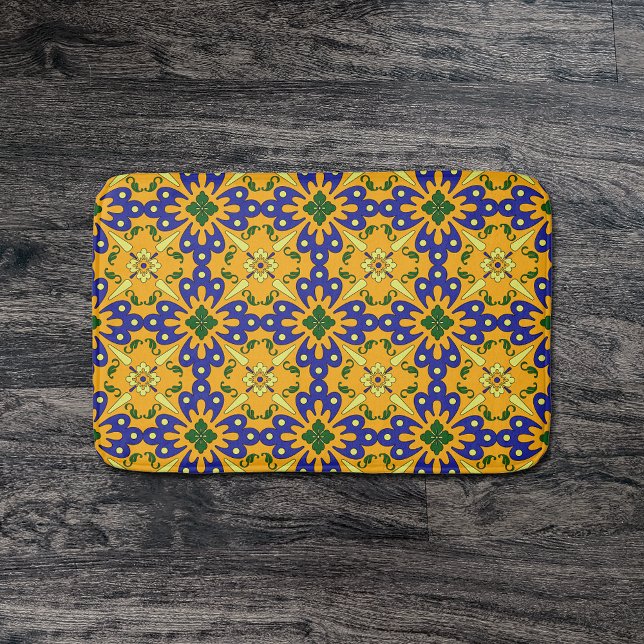 Orange Blue and Gult Spain Tile Mönster Badrumsmatta (Skapare uppladdad)