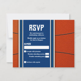 Orange Blue Basketball Bar Mitzvah Svarskort Inbjudningar