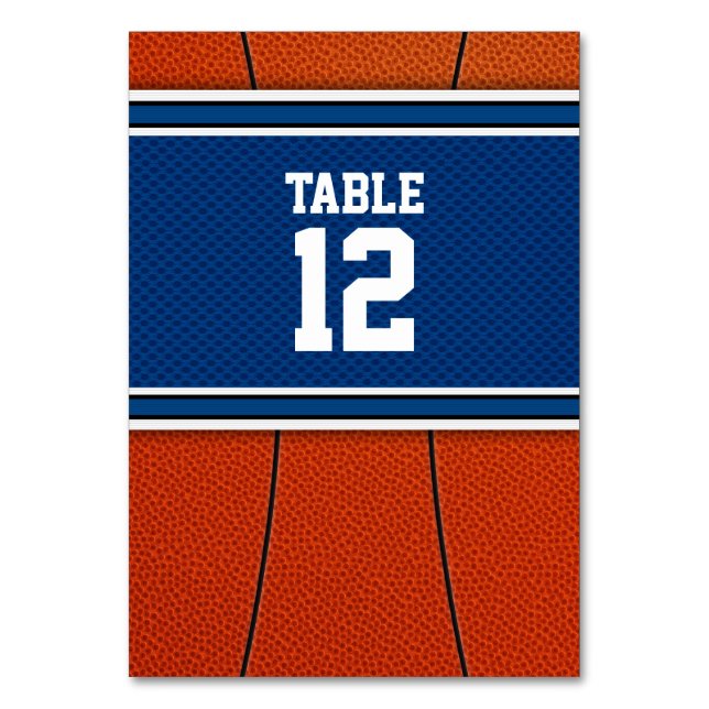Orange Blue Basketball Pub Mitzvah Bordsnummer (Framsidan)