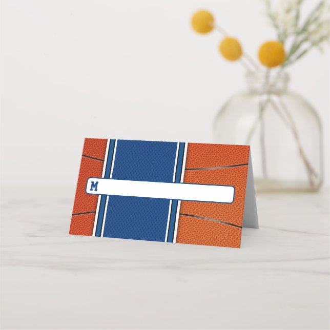 Orange Blue Basketball Pub Mitzvah Placeringskort (Framsida)