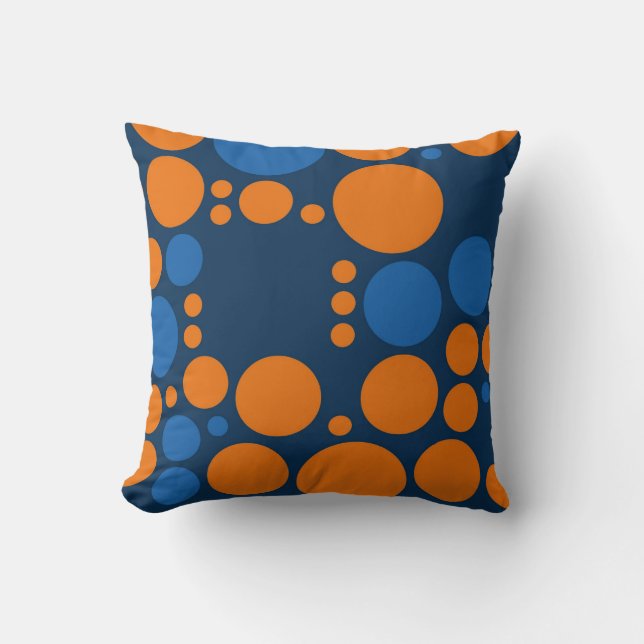 Orange Blue Big Polka dots Kudde (Framsida)