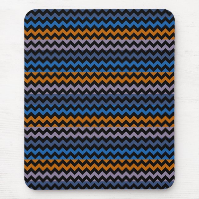 Orange Blue Black Chevron Zigzag Musmatta (Framsidan)