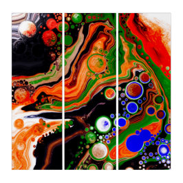 Orange, Blue, Black Digital Fluid Art
