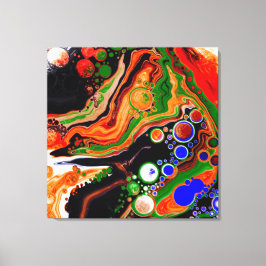 Orange, Blue, Black Digital Fluid Art Canvastryck