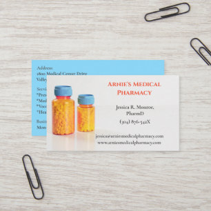 Orange Blue Flaskor Pharmacist Pharmacy Pilles Visitkort