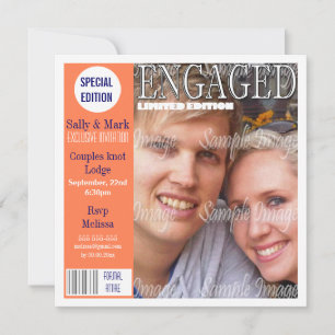 Orange blue förlovning magazine PERSONALIZE Inbjudningar
