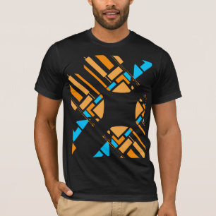 Orange Blue Geometric Circular Art-utseende T Shirt