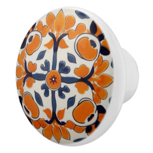 Orange Blue Geometric Kor Abstrakt Mediterranean Knopp