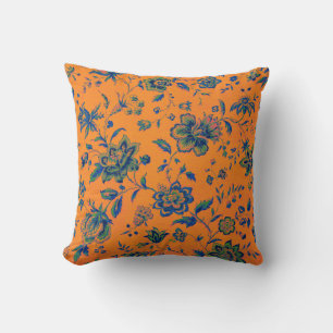 Orange Blue Grönt Rosa Blommigt Tapestry Luxury Kudde