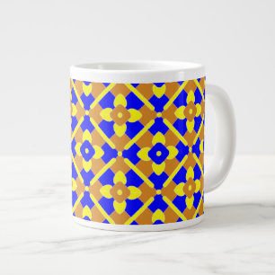 Orange Blue Gult Spanska Stilen Tile Mönster Jumbo Mugg