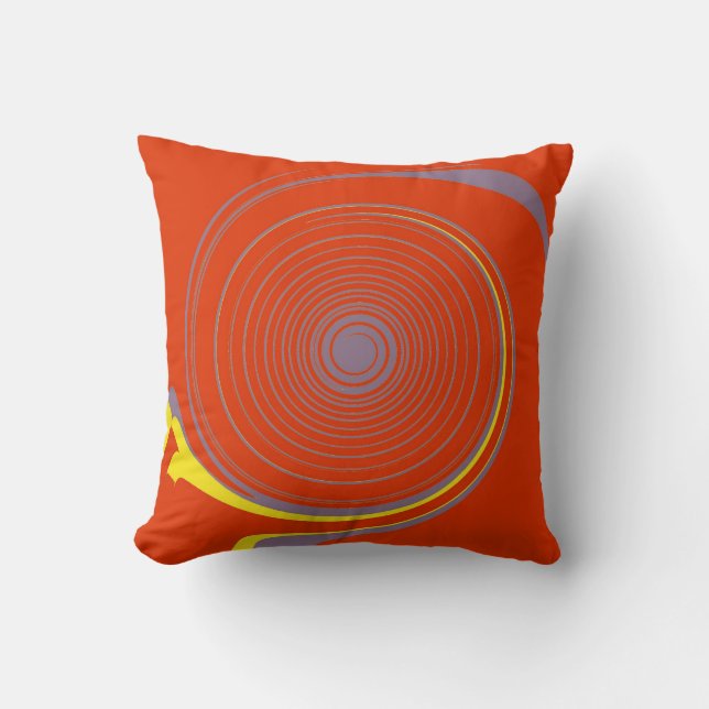 Orange Blue Gult Swirl Retro Abstrakt Art Kudde (Framsida)