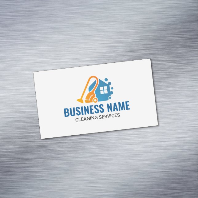 Orange Blue House Damstädningstjänst Magnetiska Visitkort (In Situ)
