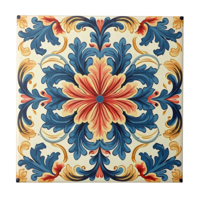 Orange Blue Italy Tile Kakelplatta (Framsidan)