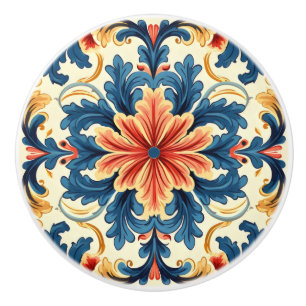 Orange Blue Italy Tile Knopp