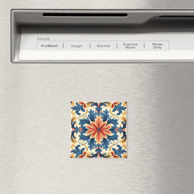 Orange Blue Italy Tile Magnet (In Situ (Dishwasher))