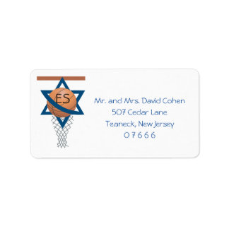 Orange Blue Jewish Basketball OSA Enkuvert Seals Adressetikett