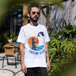 Orange Blue Minimalist Fishing Klubb T-Shirt