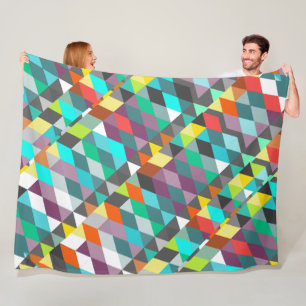 Orange Blue Modern Mint Abstrakt Triangle Mönster Fleecefilt