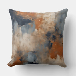Orange Blue Navy Distress Abstrakt Kudde