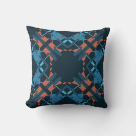 Orange Blue Navy Mediterranean Mandala Mosaic Kudde