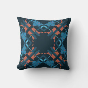 Orange Blue Navy Mediterranean Mandala Mosaic Kudde