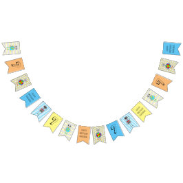 Orange Blue och Gult Robot Birthday Personlig Vimplar