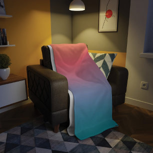 Orange Blue Ombre Modern Fleecefilt