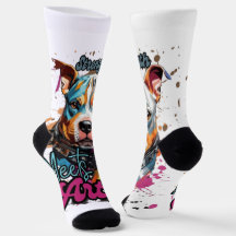 Orange Blue Pattern Art-Hund