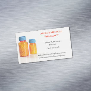 Orange Blue Pill Flaskor farmaceut Magnetiska Visitkort