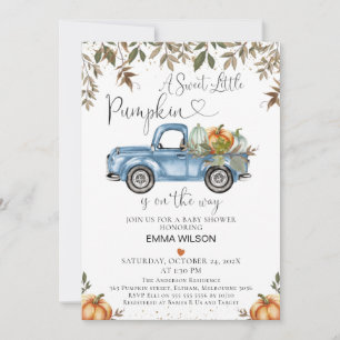 Orange Blue Pumpkin Lastbil med Heart Baby Shower Inbjudningar
