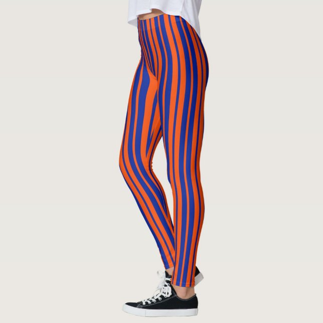 Orange Blue Snyggt Rand Mönster Design Leggings (Skapare uppladdad)