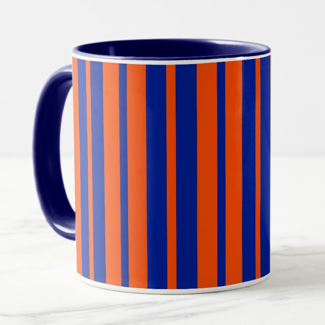 Orange Blue Snyggt Rand Mönster Design Mugg (Skapare uppladdad)