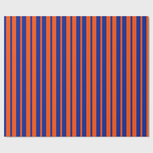 Orange Blue Snyggt Rand Mönster Design Presentpapper (Platt)