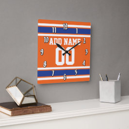 Orange Blue Sports Jersey med Namn och nummer Fyrkantig Klocka
