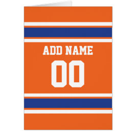 Orange Blue Sports Jersey med Namn och nummer Hälsningskort