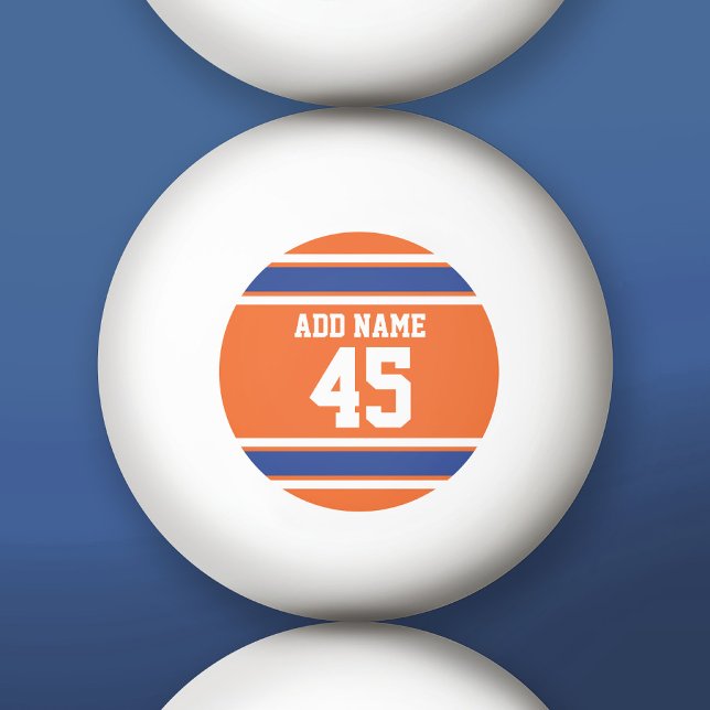 Orange Blue Sports Jersey med Namn och nummer Pingisboll (Custom Ping Pong Balls)