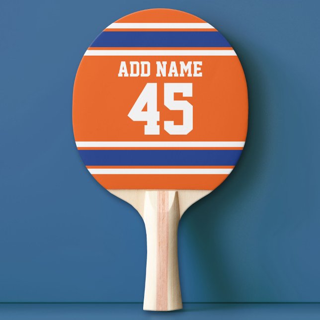 Orange Blue Sports Jersey med Namn och nummer Pingisracket (Custom Ping Pong Paddle - Team or College colors Sports Jersey)