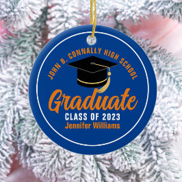 Orange Blue Student Personlig 2025 Studenten Julgransprydnad Keramik