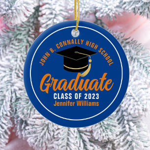 Orange Blue Student Personlig 2025 Studenten Julgransprydnad Keramik
