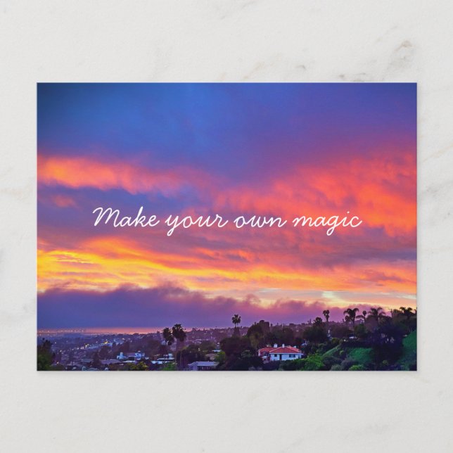 Orange Blue Sunset Photography make your own Magic Vykort (Framsida)