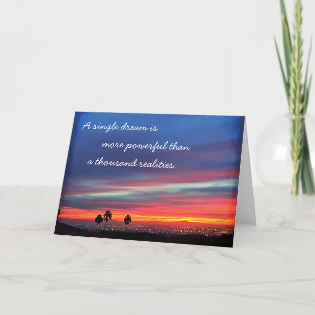 Orange Blue Sunset Single Dream Power Quote Kort (Framsida)