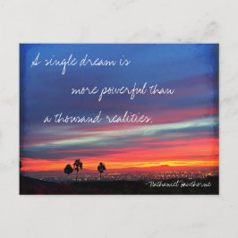 Orange Blue Sunset Single Dream Power Quote Vykort