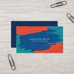 Orange Blue Teal Vibrant Modern fetstil Visitkort