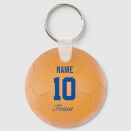 Orange Blue Team Occer Ball Personlig Namn Nyckelring