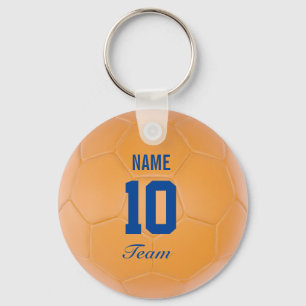 Orange Blue Team Occer Ball Personlig Namn Nyckelring